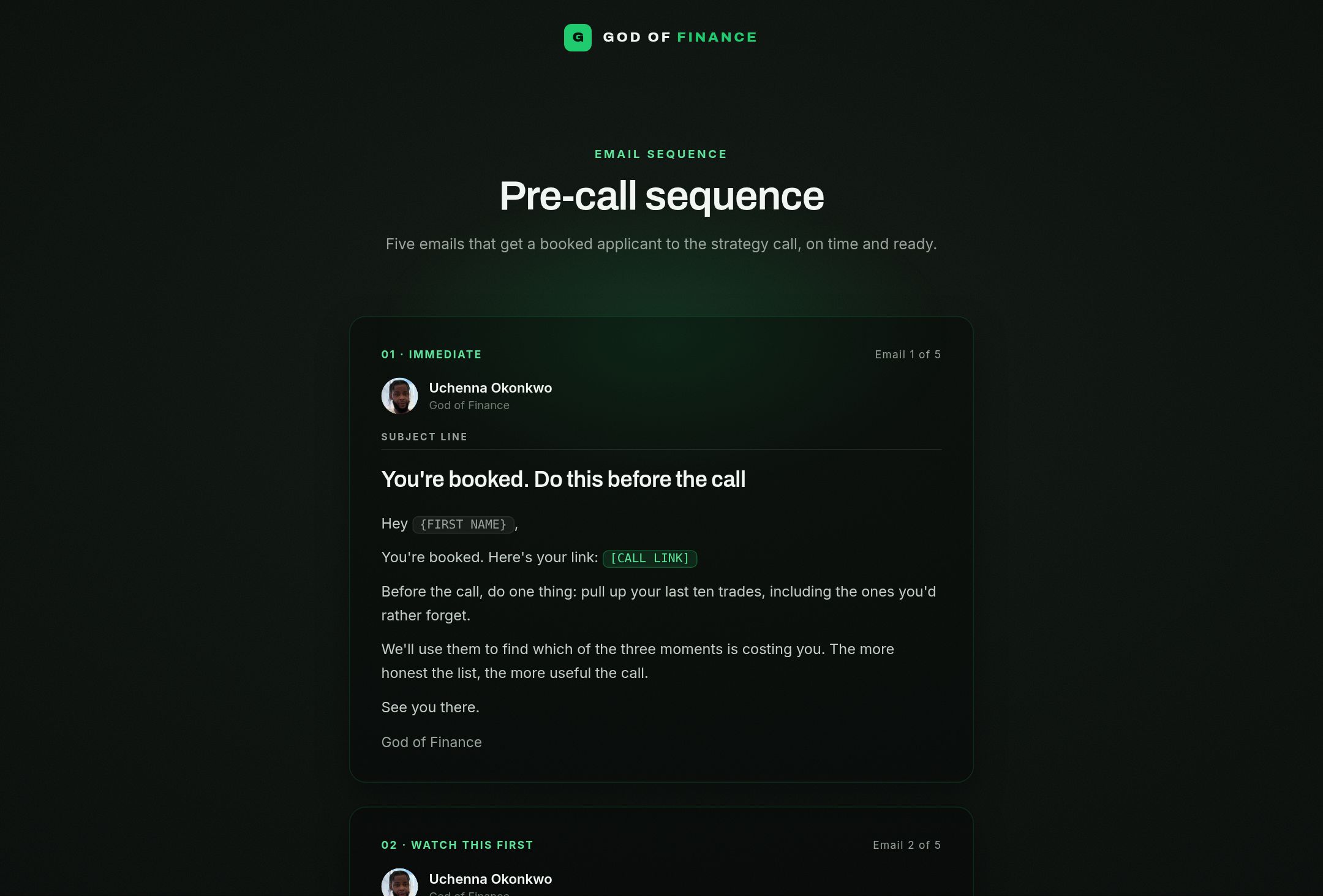 Pre-call sequence preview